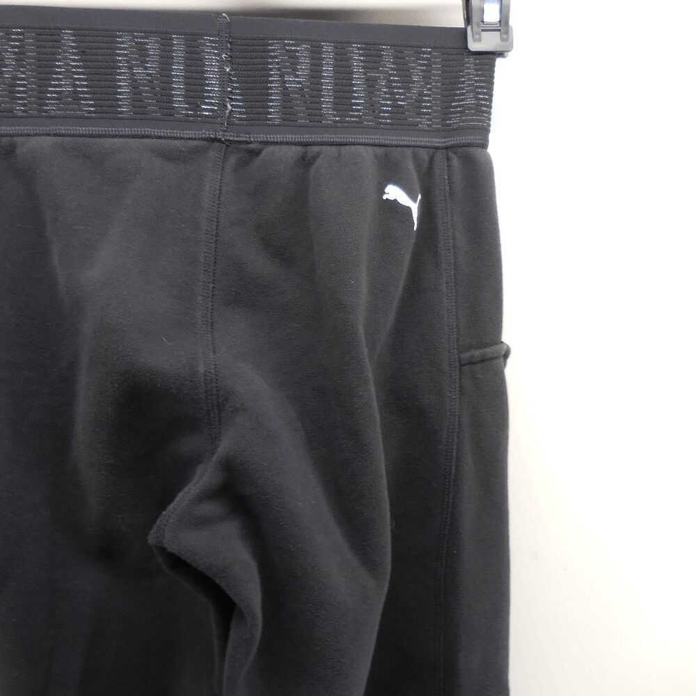 Puma Logo Womens Sweat Pants Size S 26"W 28"L Black High Rise Jogger/Leggings